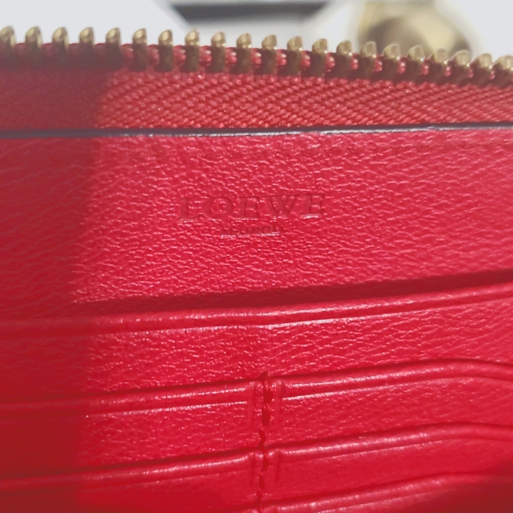 LOEWE Zip Around Long Wallet Pink/Red Anagram Leather Wallet - Picture 8 of 15